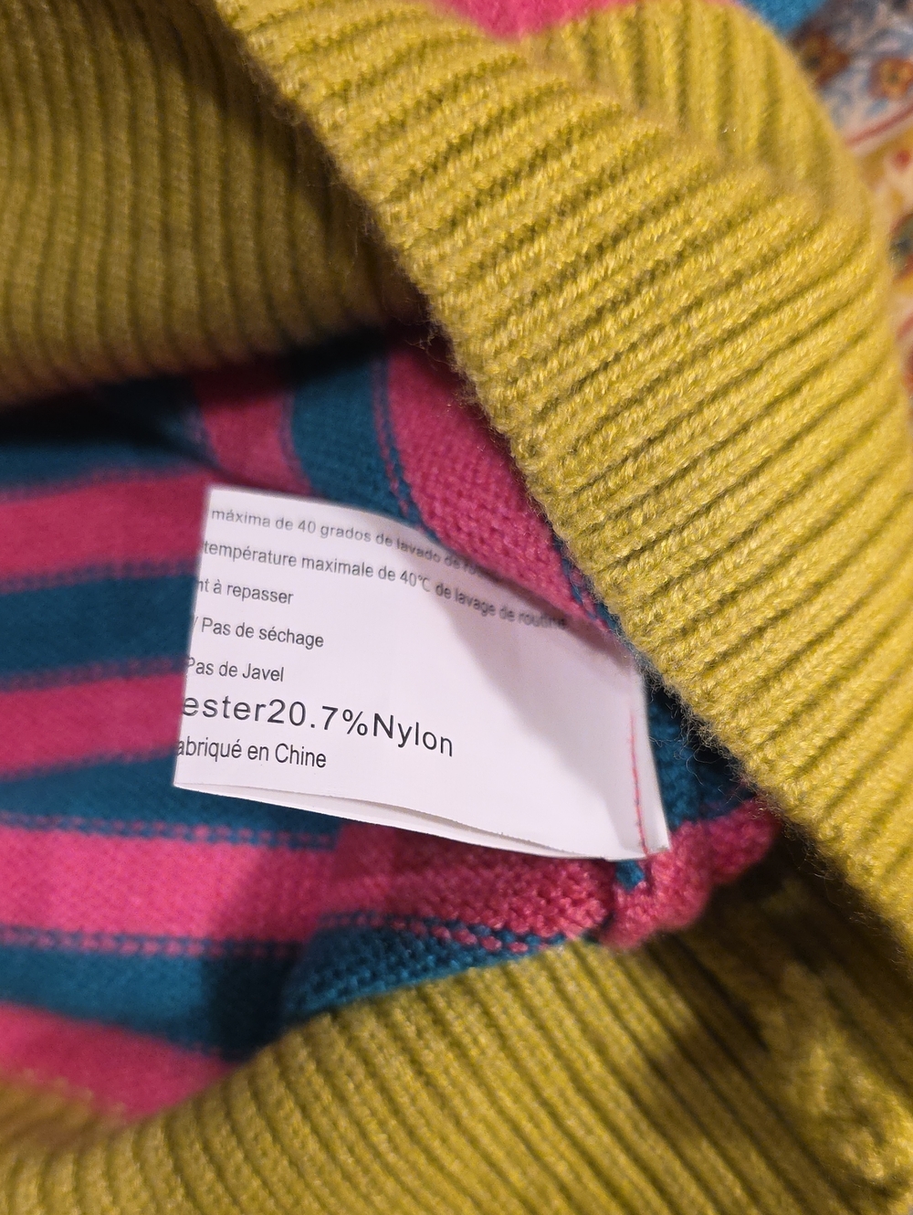 Womens Zeagoo Medium Colorblock Ribbed Crewneck Sweater in Yellow, Teal & Pink - Picture 5 of 9
